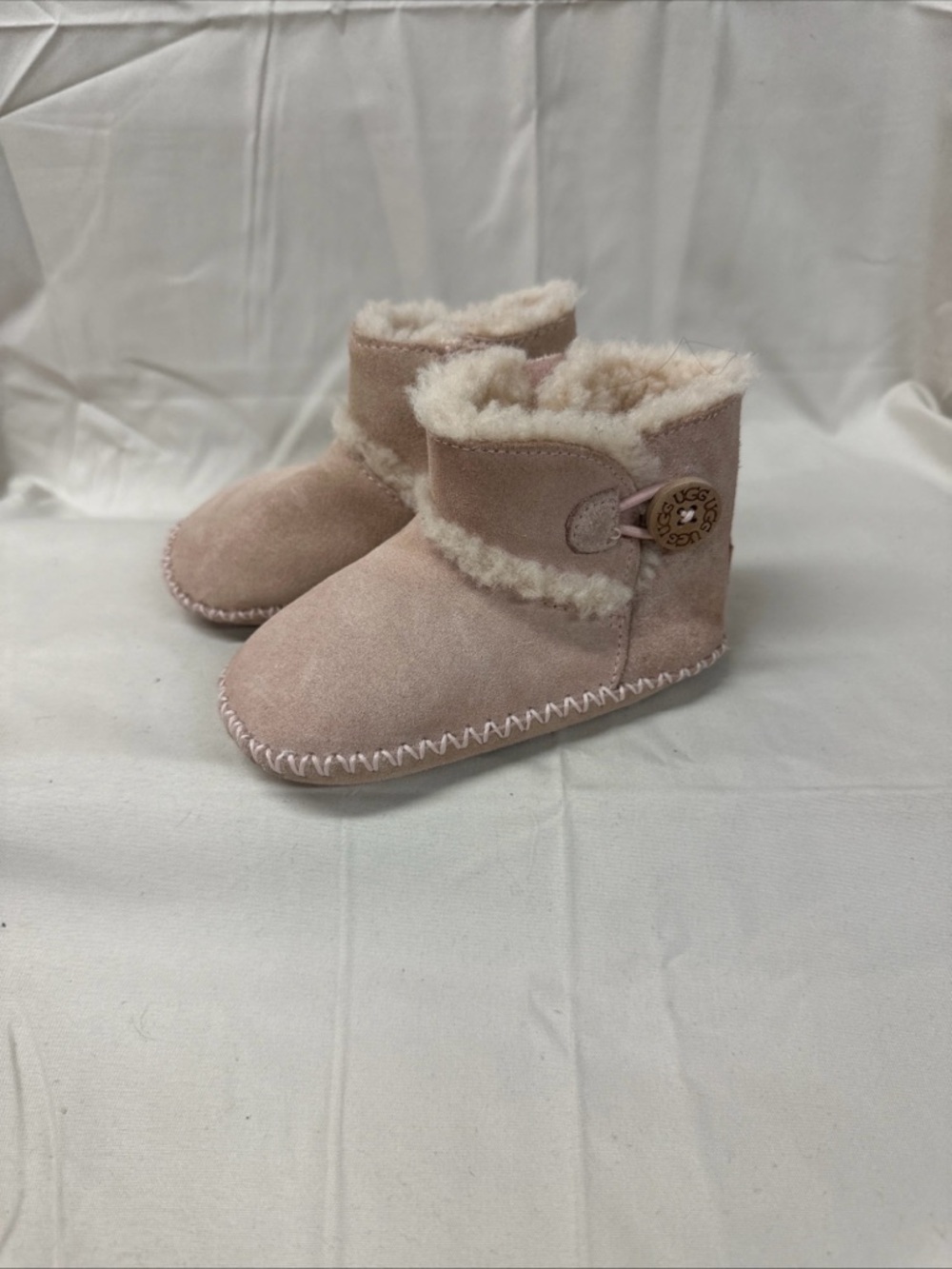 UGG Lemmy II Infant Toddler Girls Boots 4/5 Pink Suede Shearling Sherpa Lined
